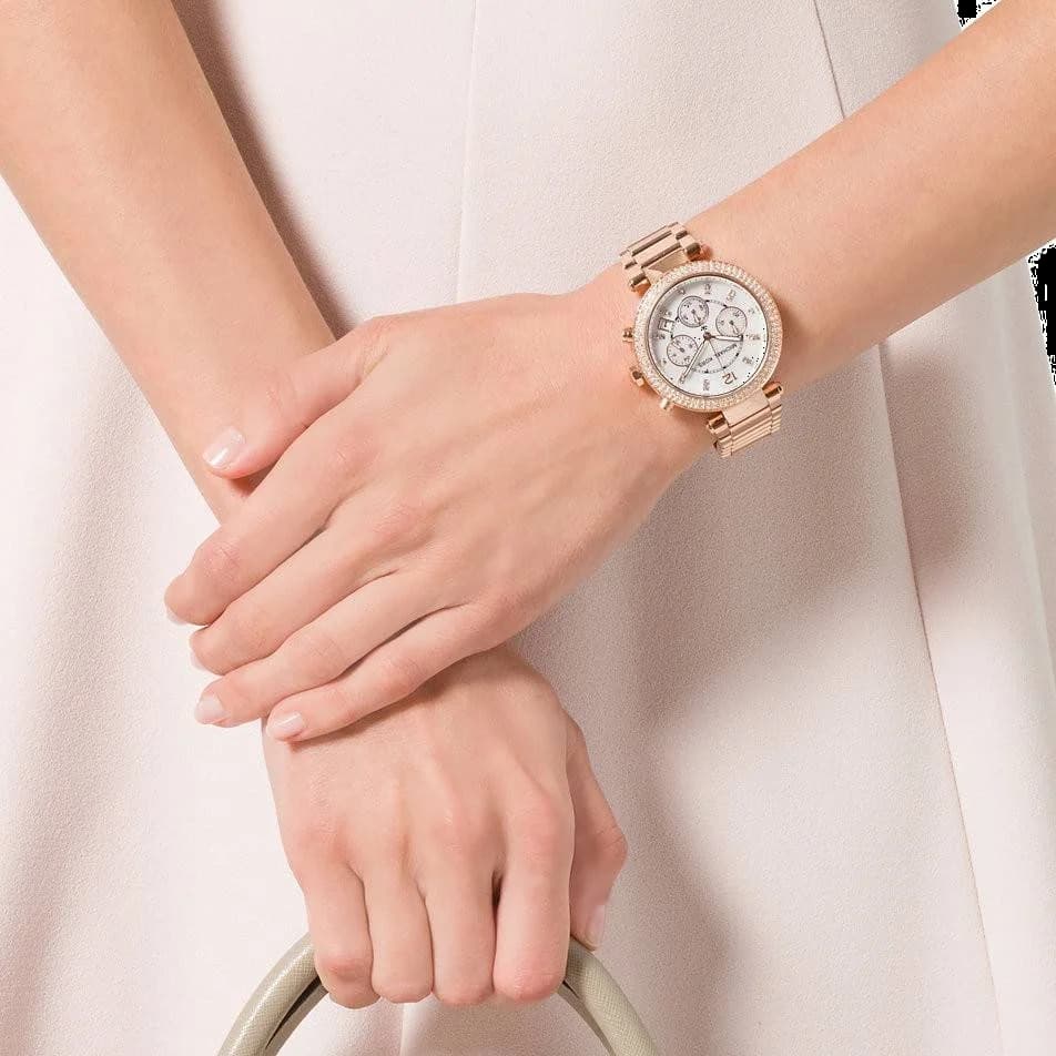 Montre Femme Michael Kors MK5491 Parker Or Rose et Cristaux vue 4