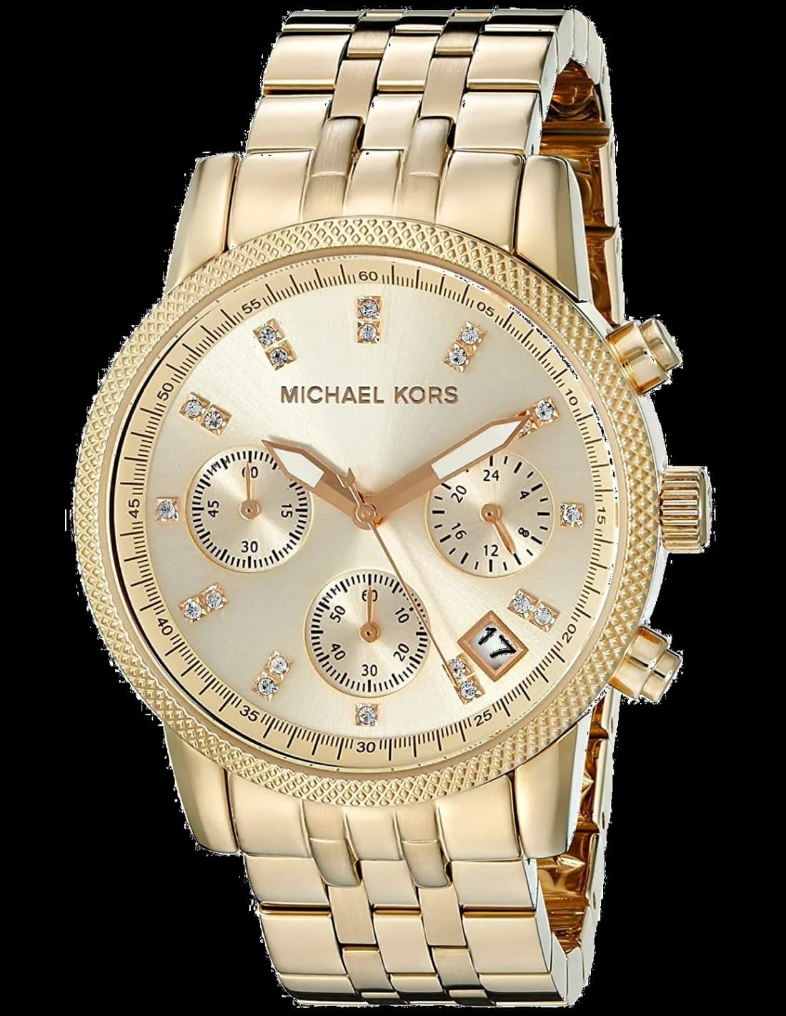 Montre Michael Kors MK5676 Ritz en Acier Doré avec Chronographe et Index Strass