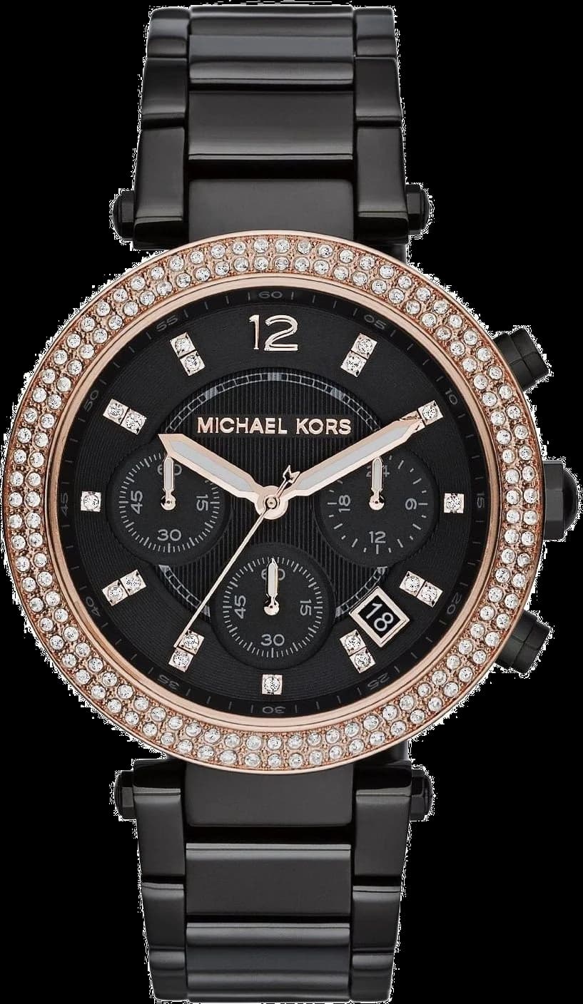Montre Michael Kors Parker MK5885 Ronde avec courone or rose ornée de brillants
