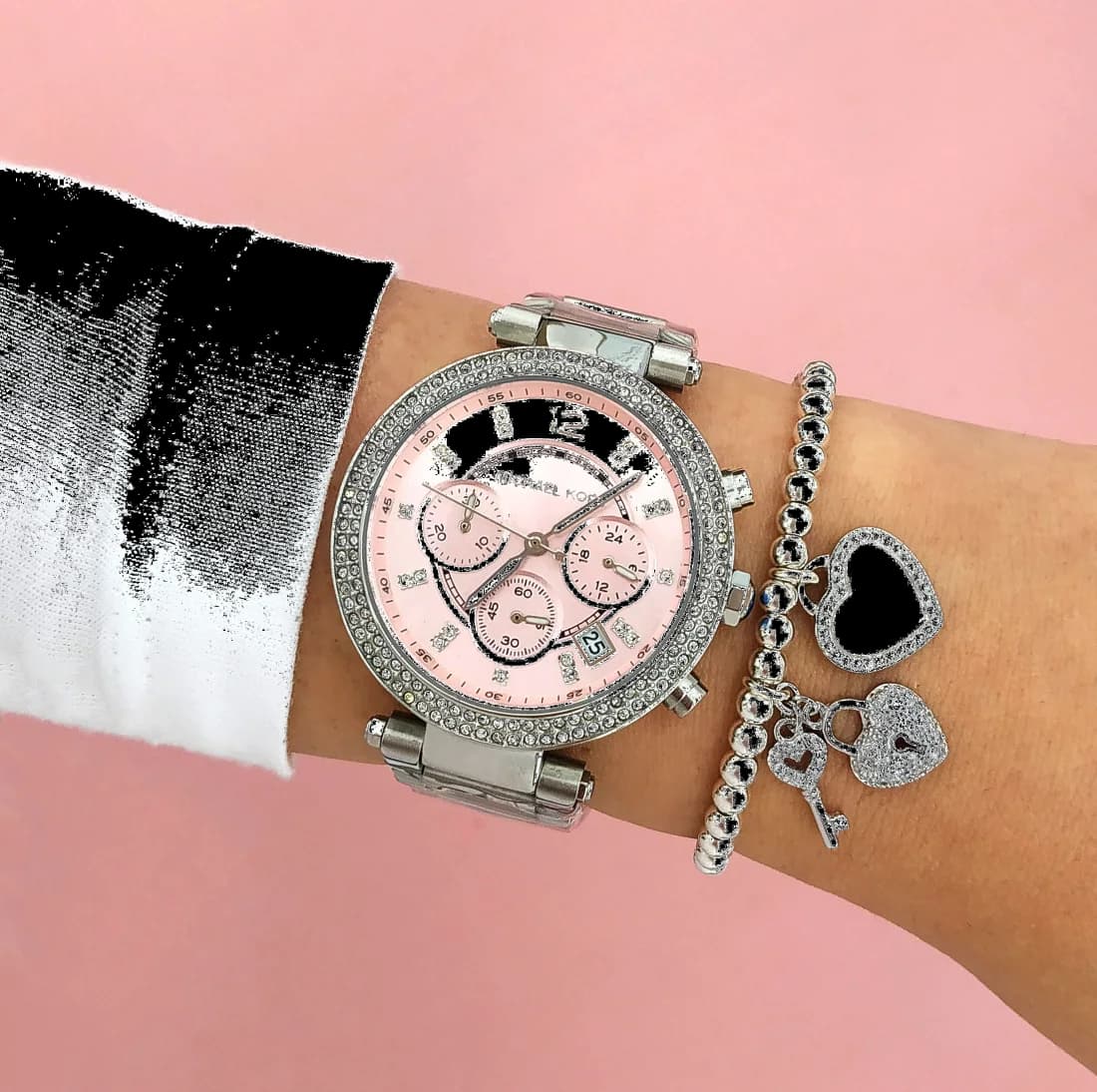 Montre Michael Kors Parker MK6105 chronomètre sport cadran rose vue 5