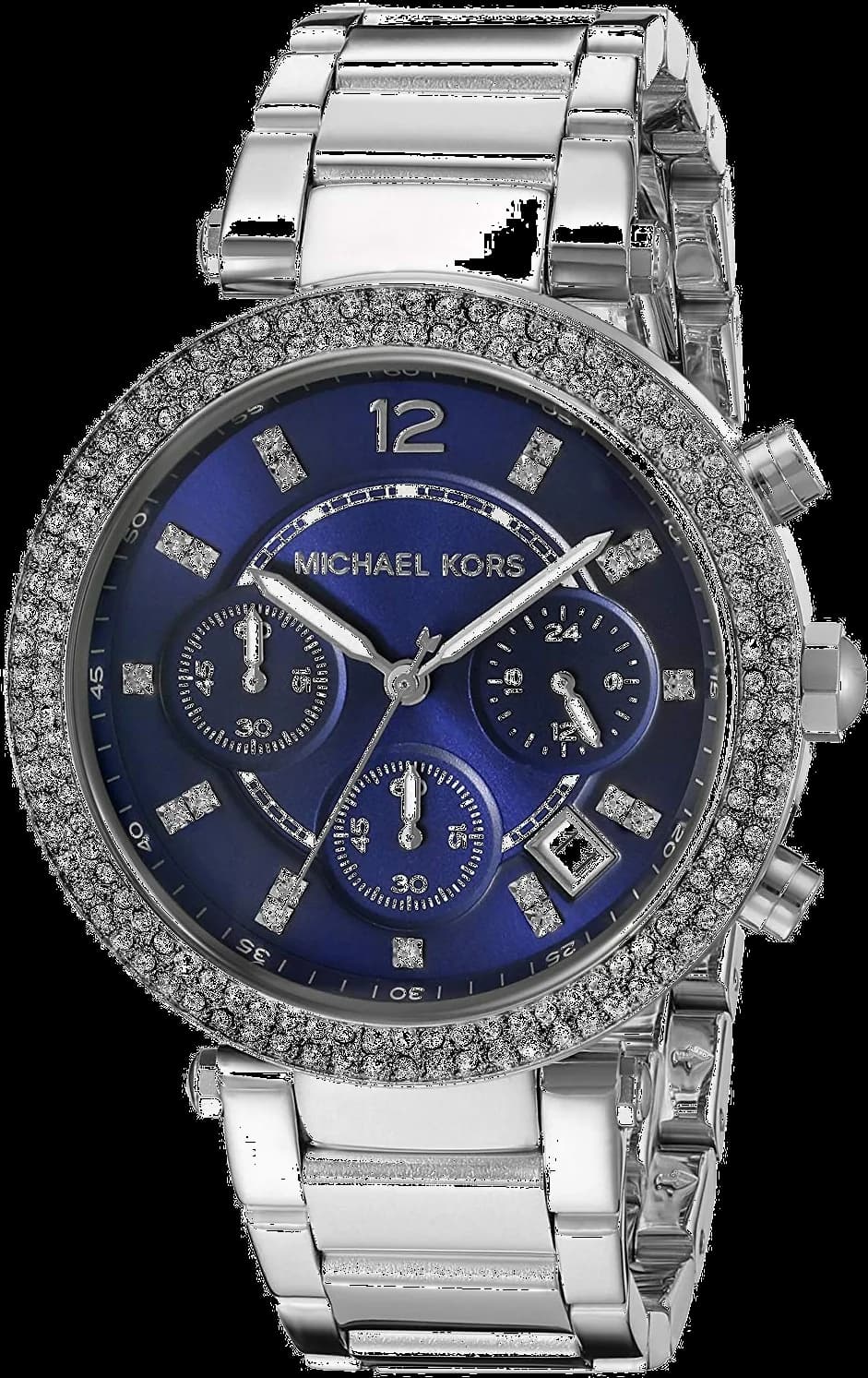 Montre Michael Kors MK6117 Parker Chronographe Acier et Cristaux Cadran Bleu
