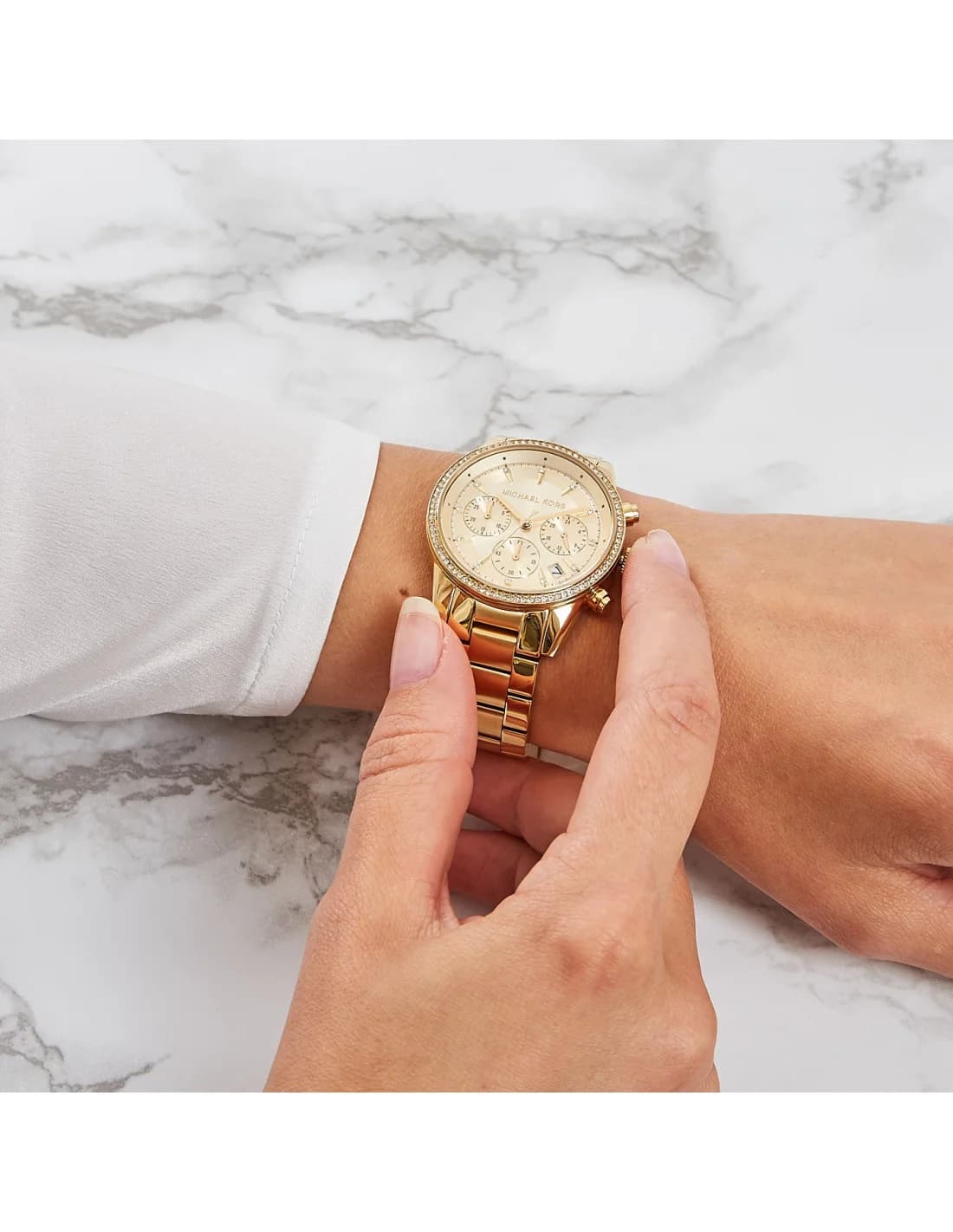 Montre Michael Kors MK6356 Ritz en Acier Doré et Cristaux vue 4