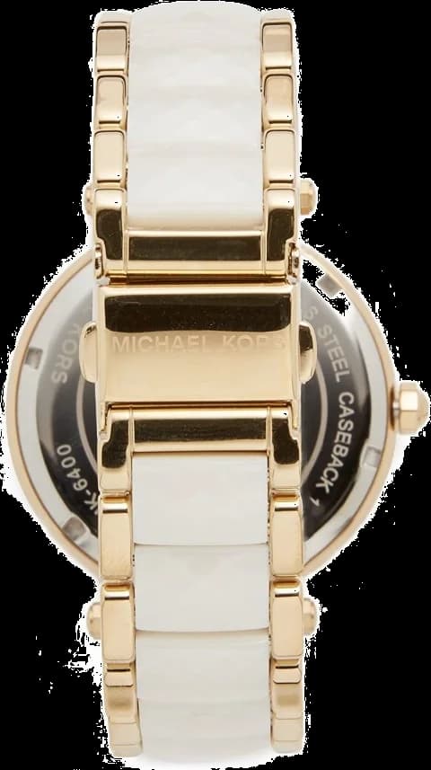Montre Michael Kors Parker MK6400 bicolore dorée et blanc avec cadran nacre vue 2