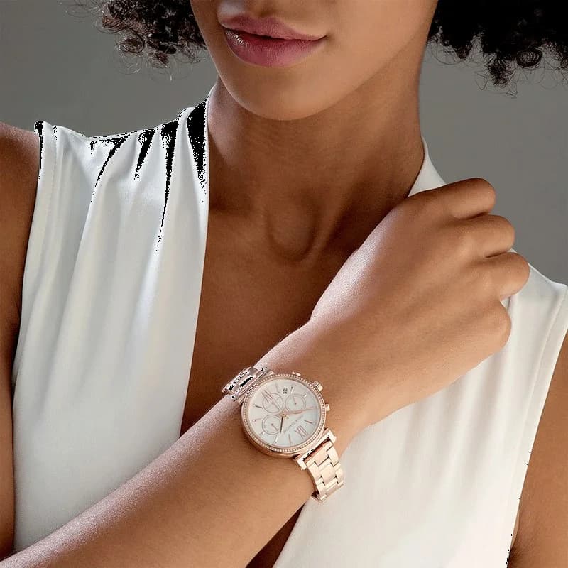 Montre Femme Michael Kors Sofie MK6576 métal plaqué or rose vue 3