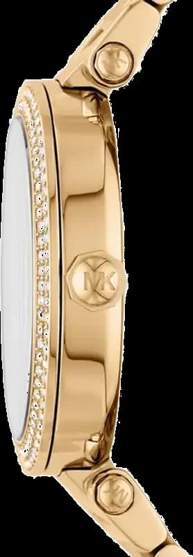 Montre Michael Kors MK6659 Pavé avec logo doré cadran doré et bracelet en acier inoxydable vue 2
