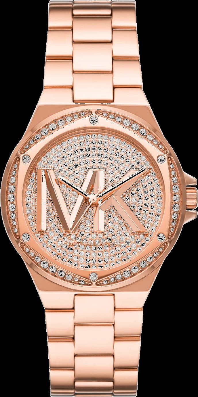 Montre Michael Kors MK7230 Lennox Acier Inoxydable Doré Rose Pavé Logo