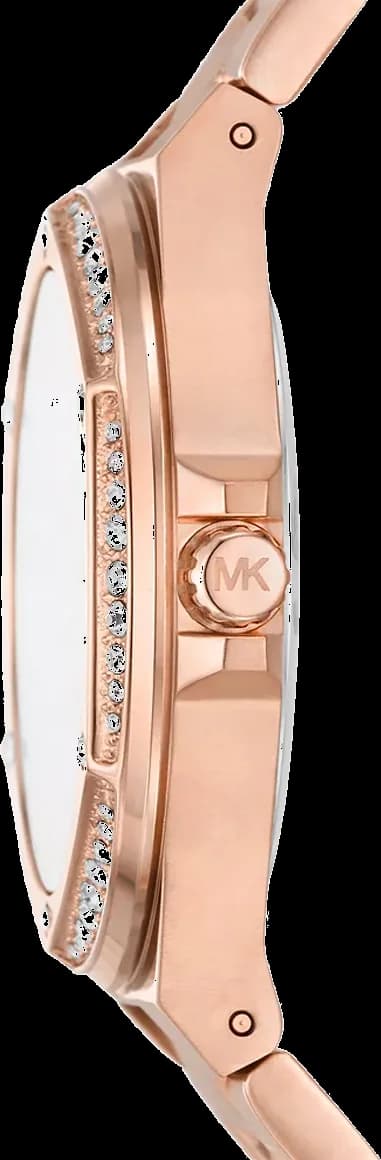 Montre Michael Kors Lennox MK7233 cadran noir bracelet acier inoxydable doré rose vue 3