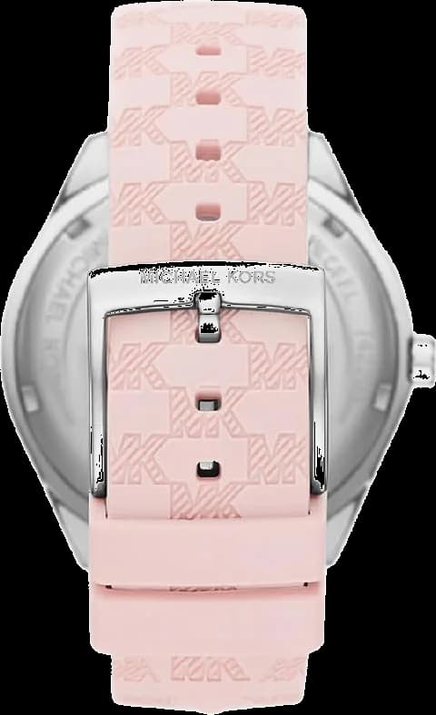 Montre Michael Kors Jessa MK7268 multifonction bracelet en silicone rose gaufré vue 3