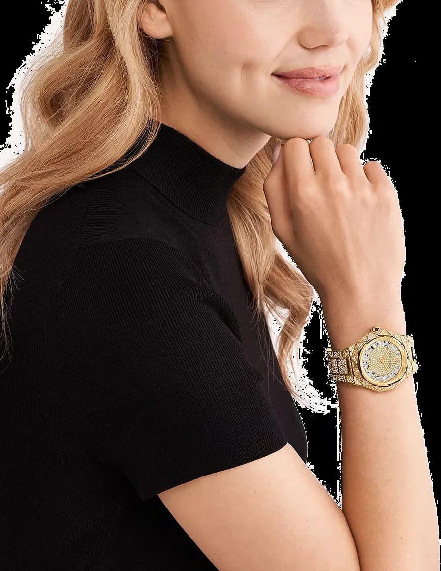 Montre Michael Kors Raquel MK7398 Cadran pavé Bracelet en acier inoxydable doré vue 4