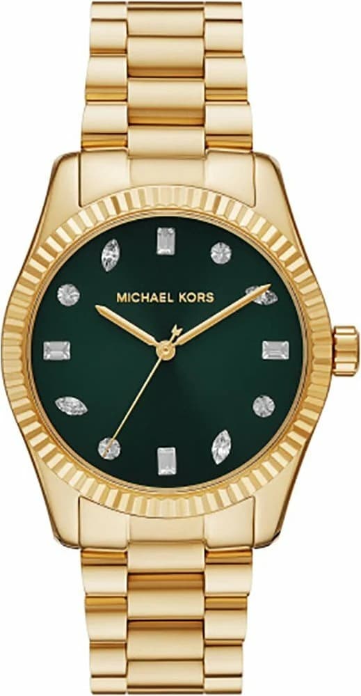 Montre Michael Kors Lexington MK7449 Pavé cadran vert bracelet en acier inoxydable doré