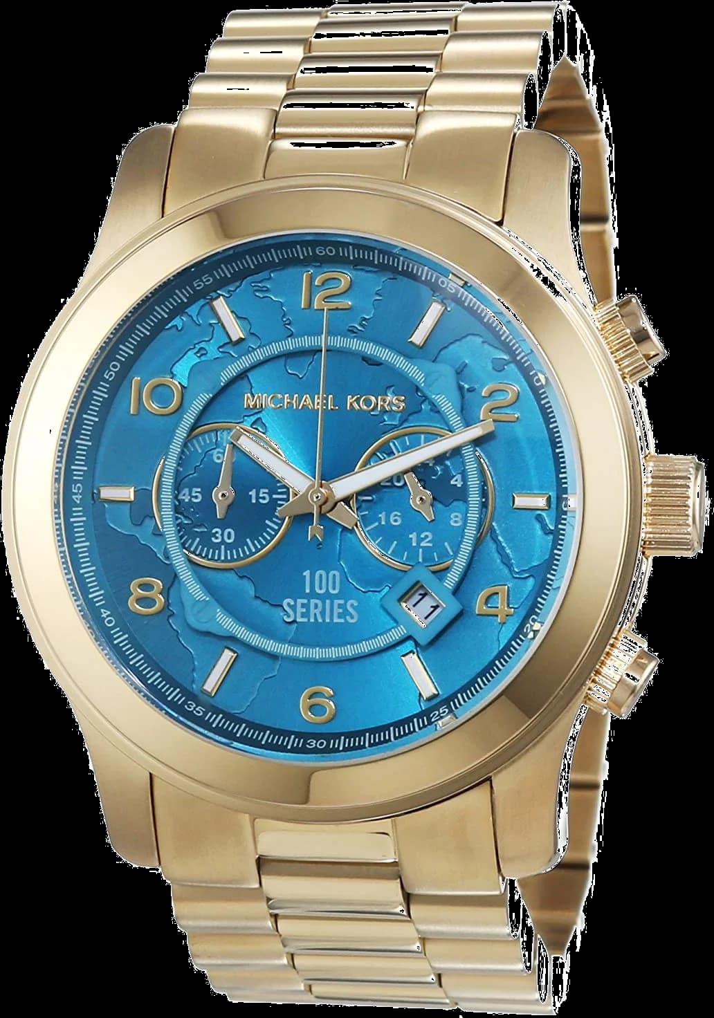 Montre Michael Kors MK8315 en Acier Doré avec Cadran Turquoise Carte du Monde