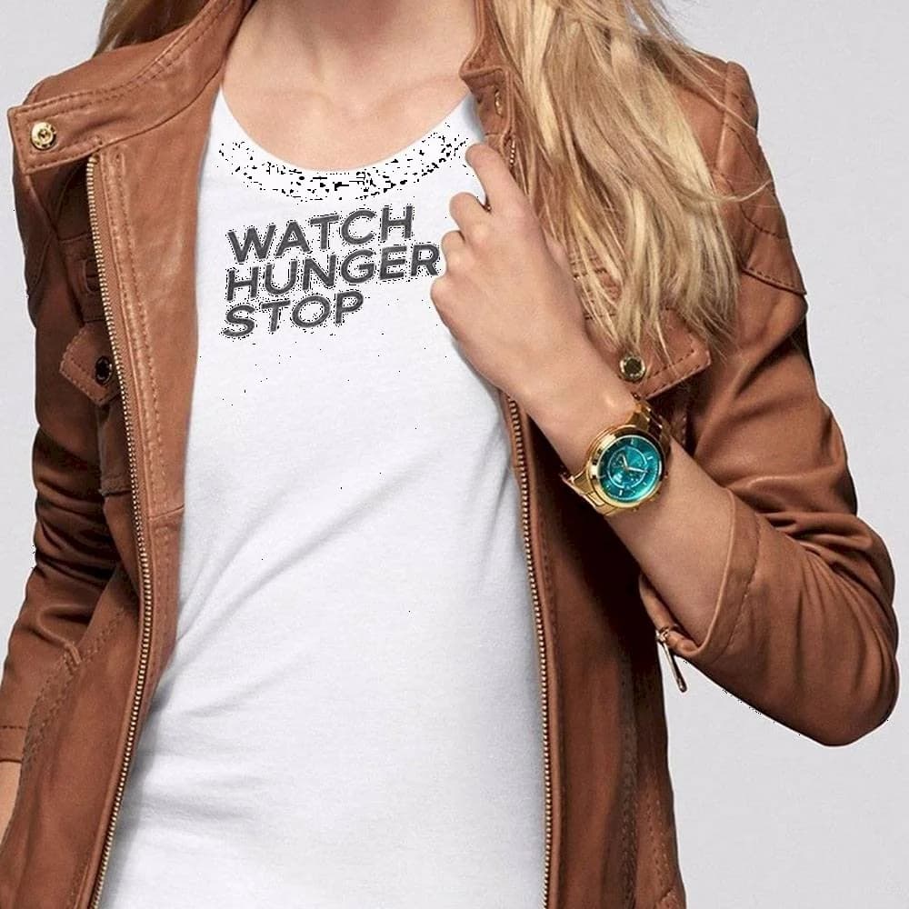 Montre Michael Kors MK8315 en Acier Doré avec Cadran Turquoise Carte du Monde vue 3