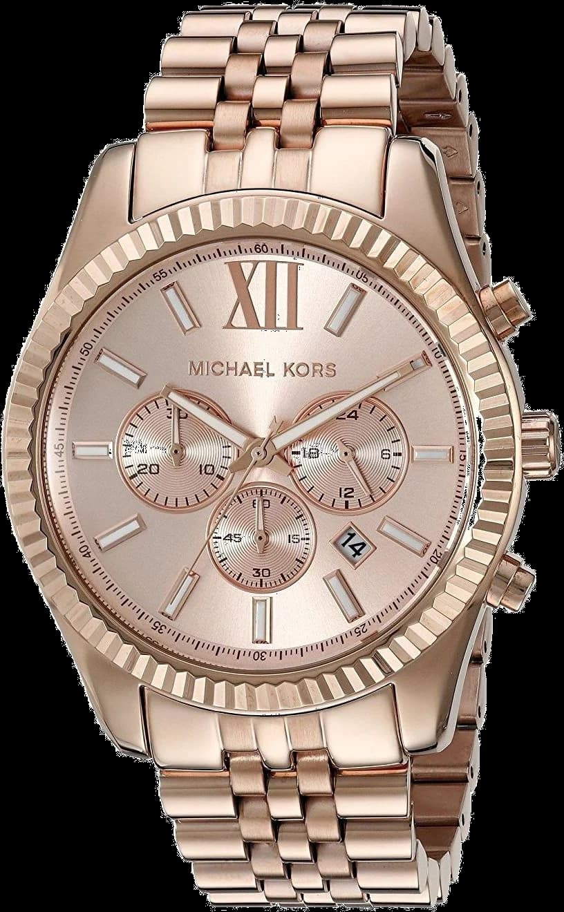 Montre Michael Kors MK8319 Chronographe en Acier Doré Rose avec Lunette Crantée