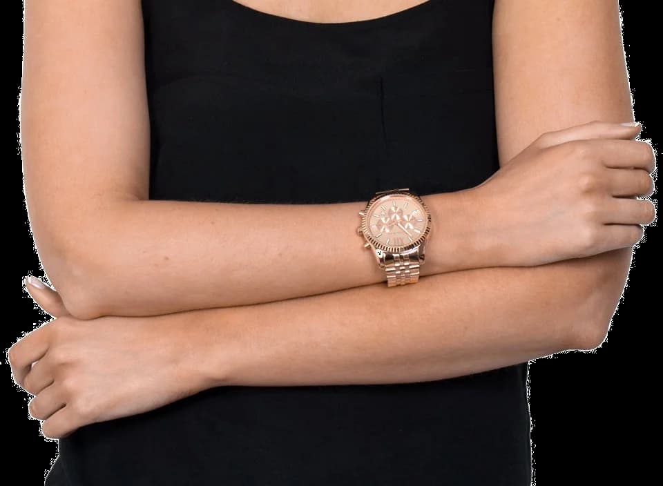 Montre Michael Kors MK8319 Chronographe en Acier Doré Rose avec Lunette Crantée vue 2