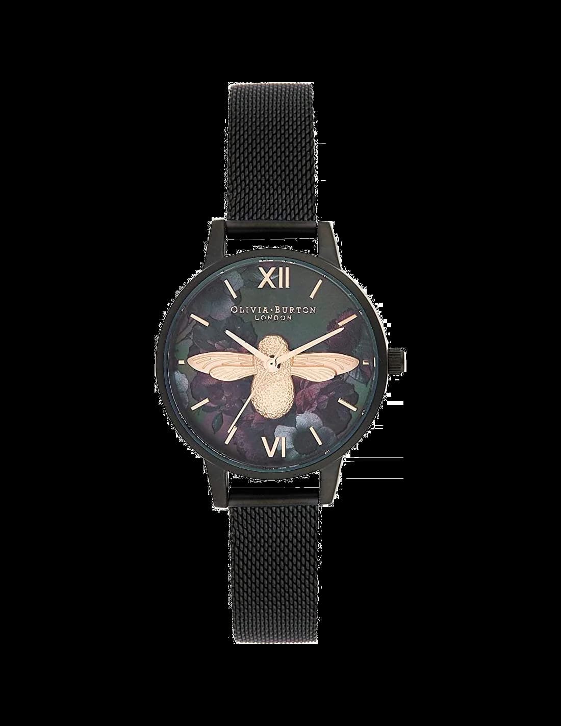 Montre Olivia Burton OB16AD39 Maille Milanaise Noire et Or Rose