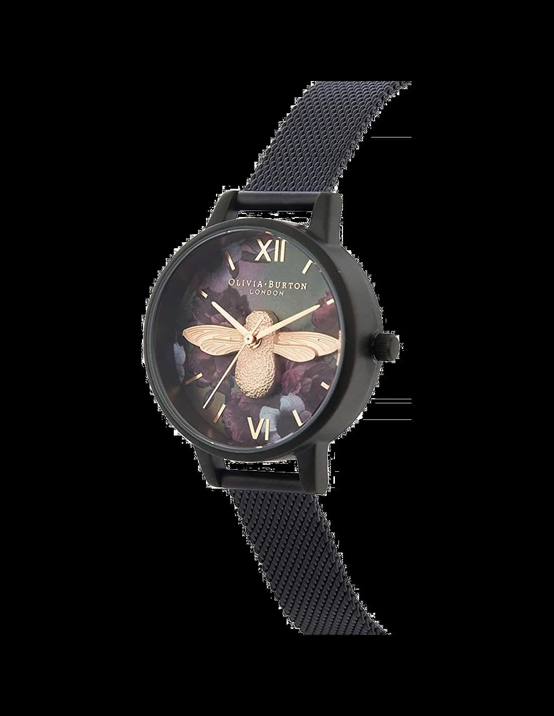 Montre Olivia Burton OB16AD39 Maille Milanaise Noire et Or Rose vue 2