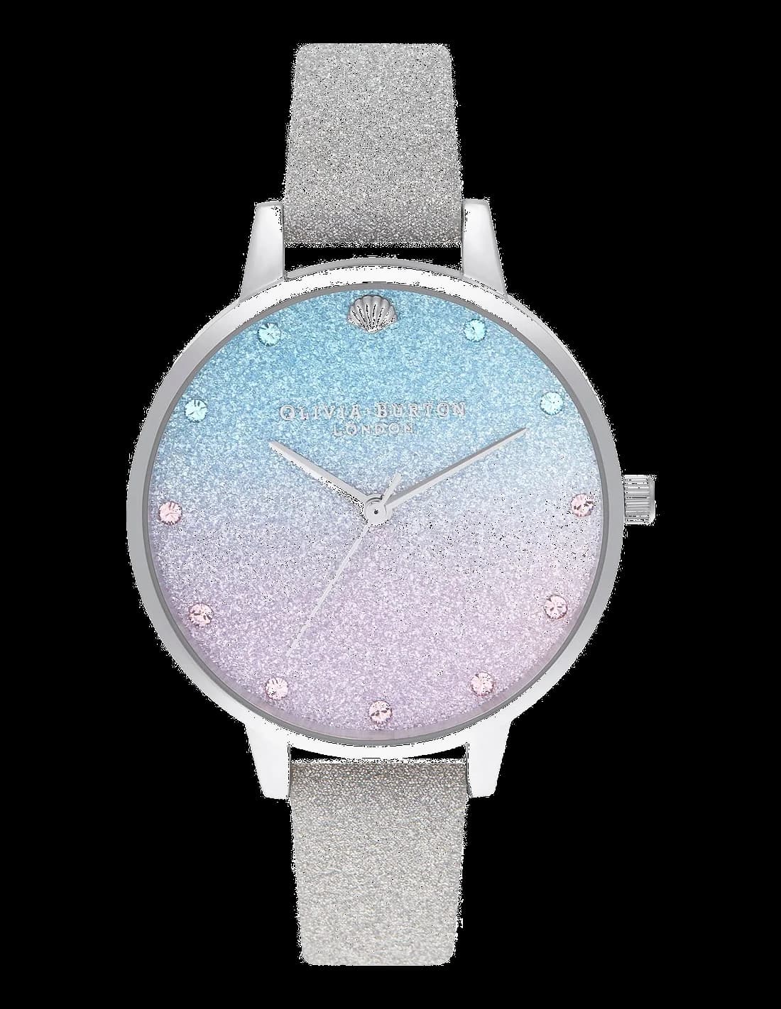 Montre Olivia Burton OB16US49 Cadran Pailleté et Bracelet Cuir Gris