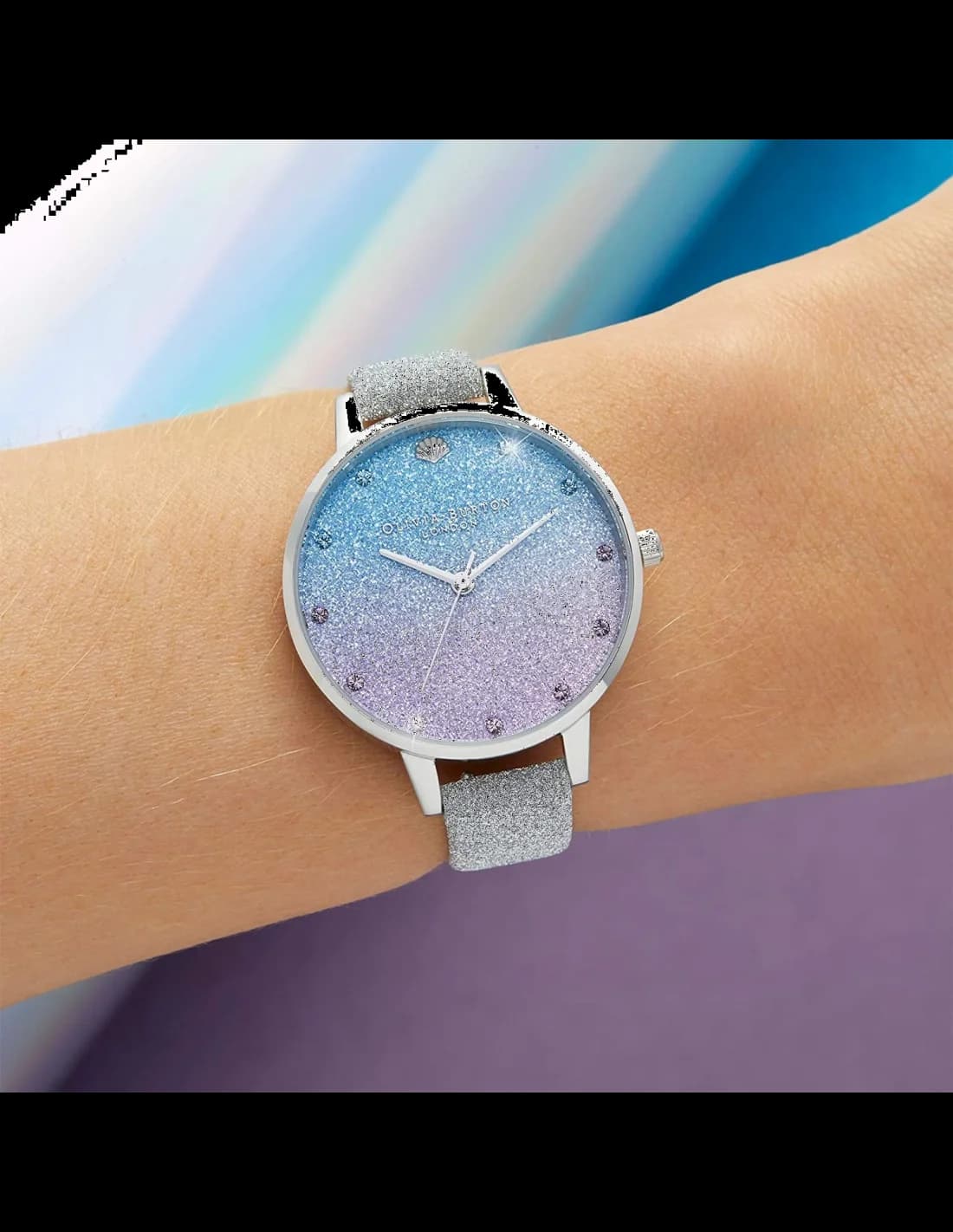 Montre Olivia Burton OB16US49 Cadran Pailleté et Bracelet Cuir Gris vue 4