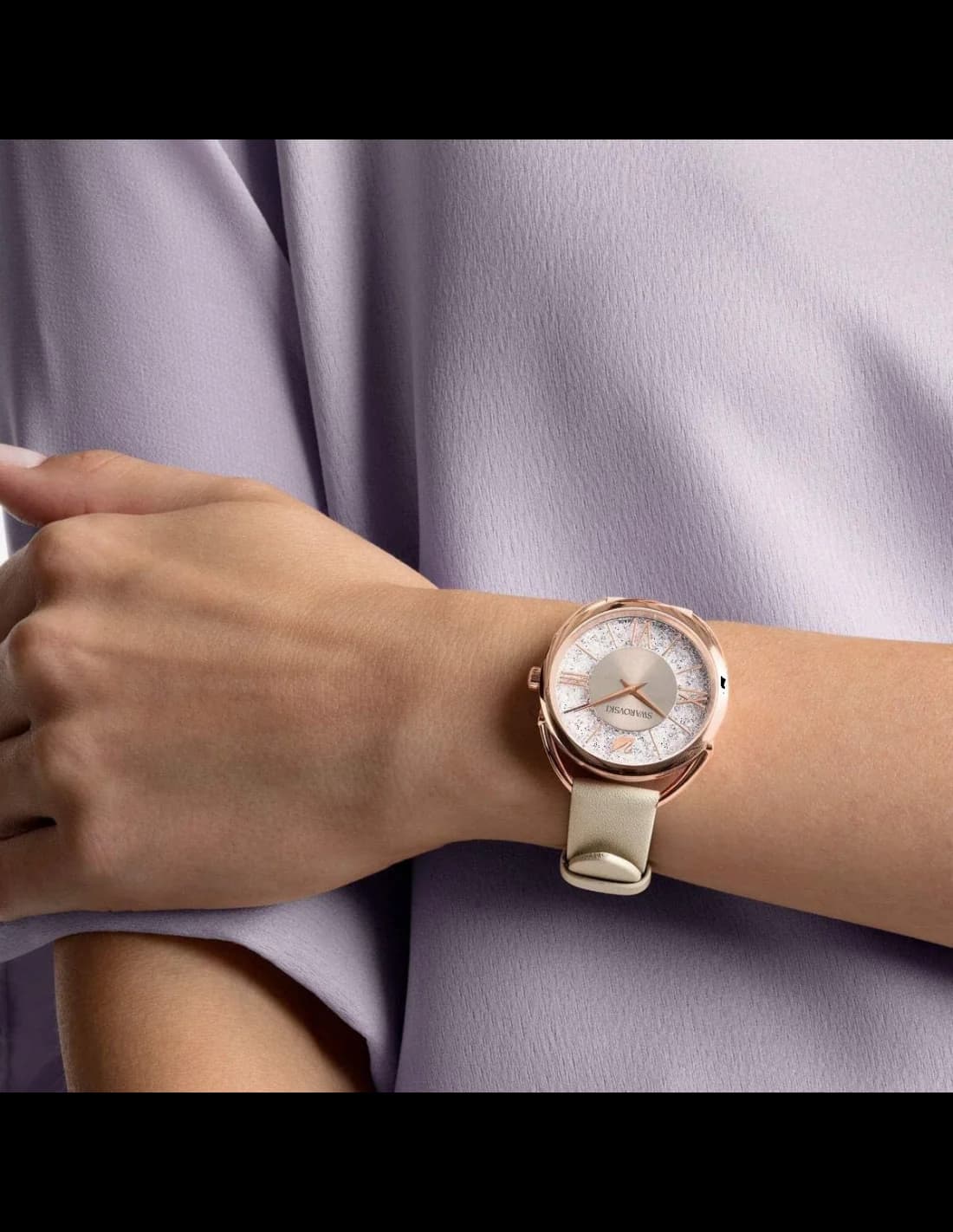 Montre Swarovski 5452455 Crystalline Glam Bracelet Cuir Beige vue 2