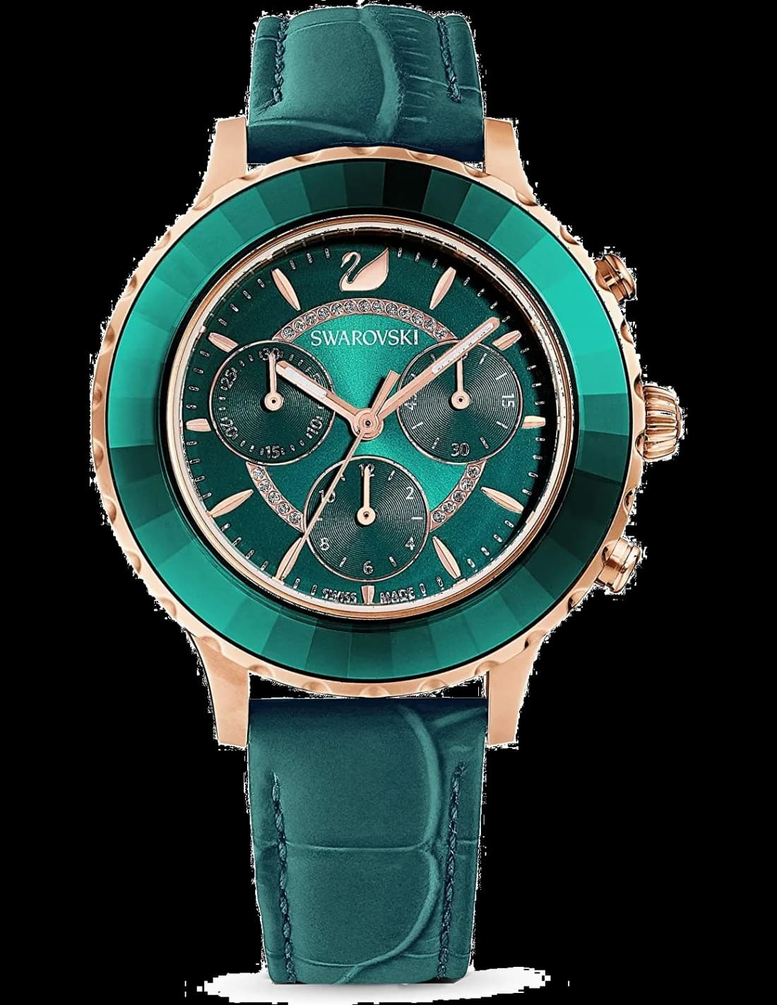 Montre Swarovski 5452498 Octea Lux Chrono Vert Émeraude et Cuir