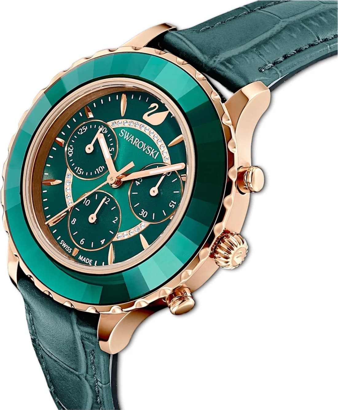 Montre Swarovski 5452498 Octea Lux Chrono Vert Émeraude et Cuir vue 3