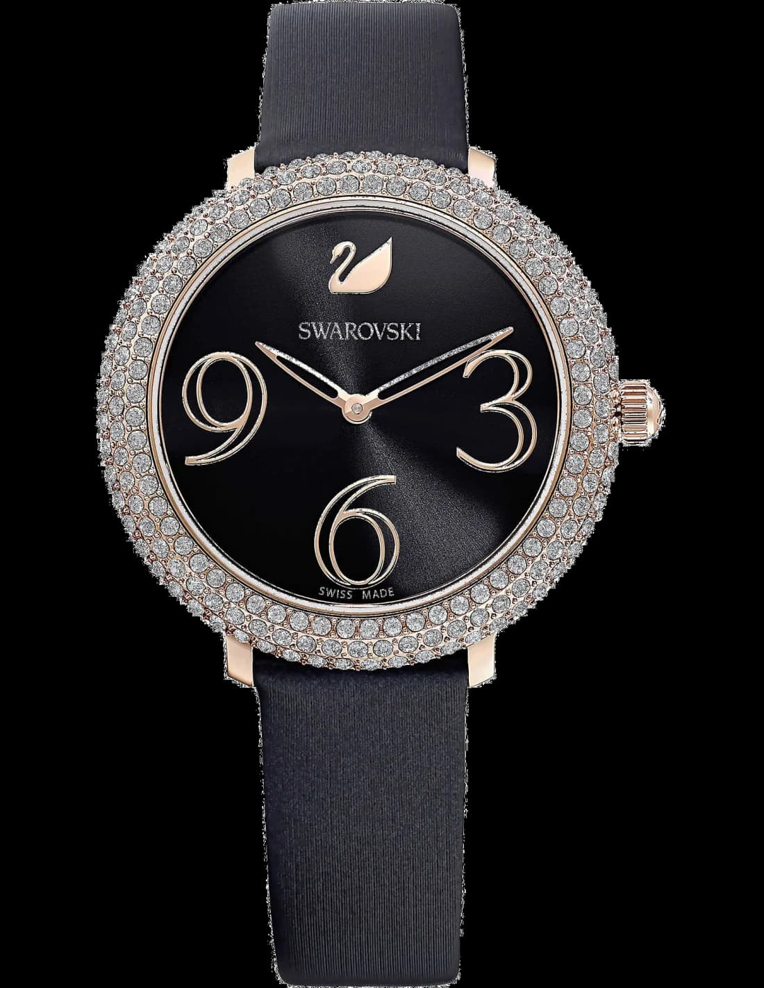 Montre Femme Swarovski Frost 5484058 cadran orné de brillants bracelet cuir noir