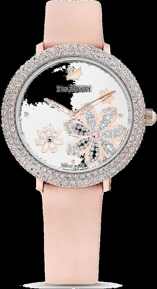 Montre Femme Swarovski Crystal Frost 5519223 bracelet cuir rose