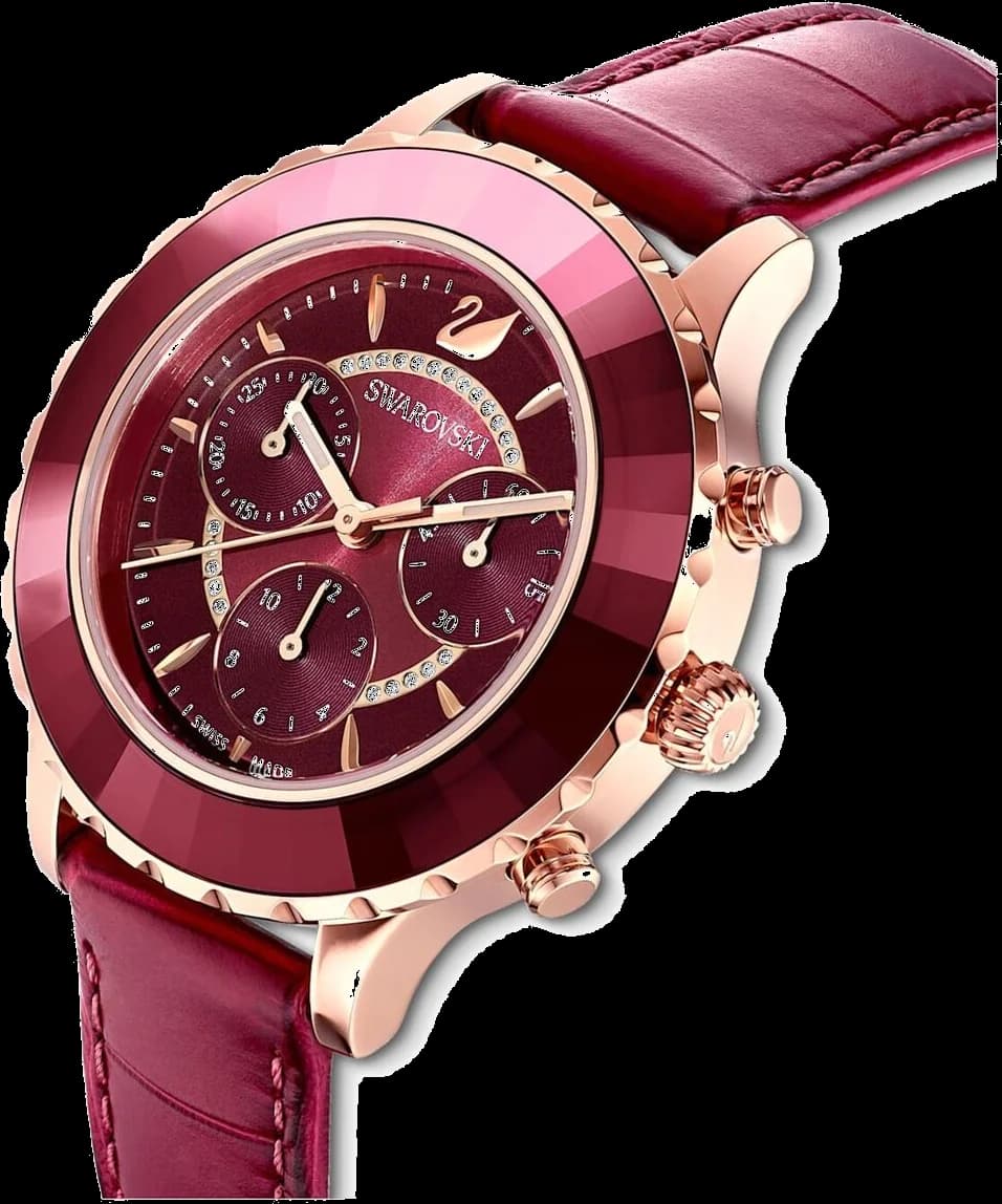 Montre Femme Swarovski 5547642 Octea Lux Chrono en Cuir Rouge vue 2