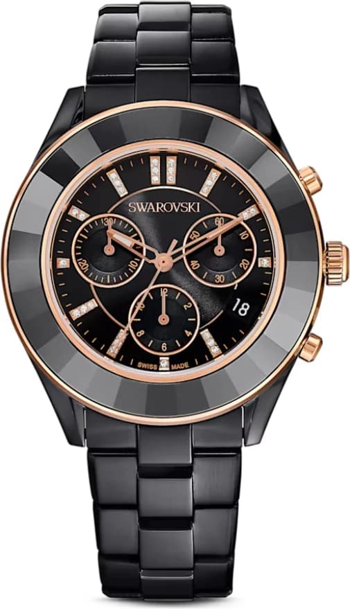 Montre Swarovski Octea Lux Sport 5610472 chronomètre bracelet métal noir