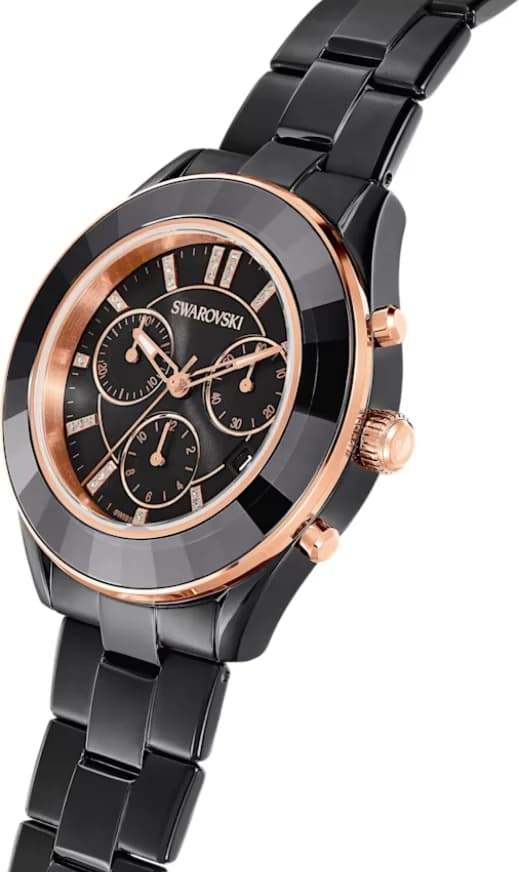 Montre Swarovski Octea Lux Sport 5610472 chronomètre bracelet métal noir vue 2