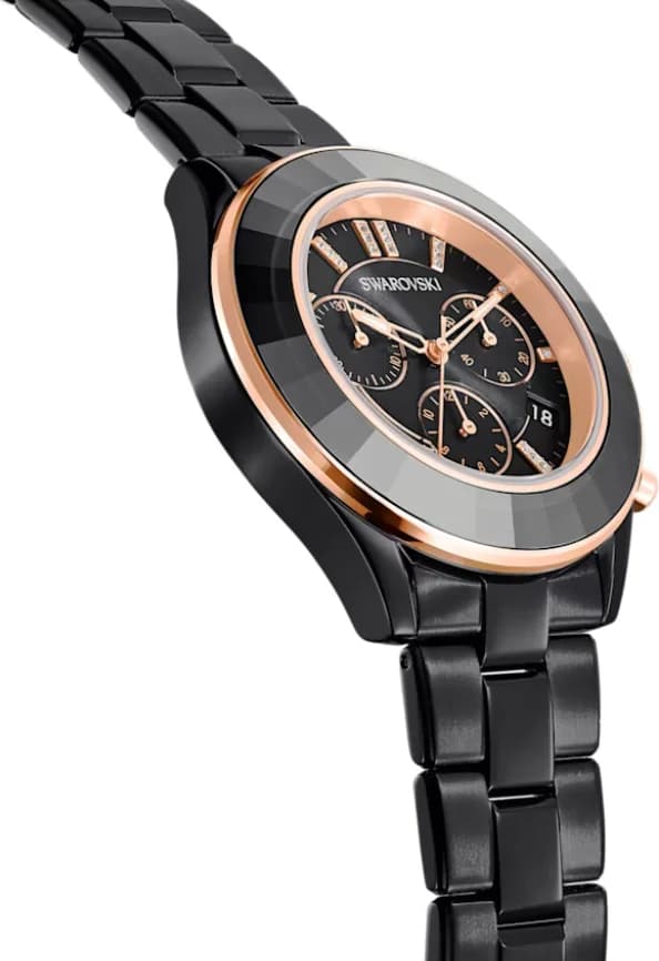 Montre Swarovski Octea Lux Sport 5610472 chronomètre bracelet métal noir vue 3
