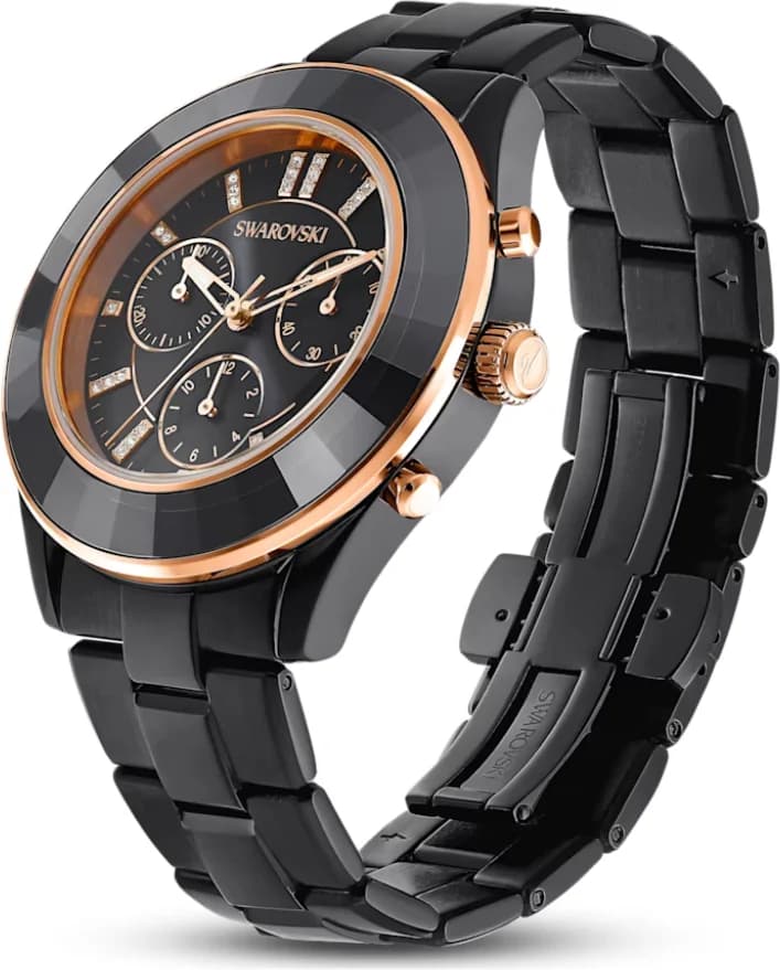 Montre Swarovski Octea Lux Sport 5610472 chronomètre bracelet métal noir vue 4