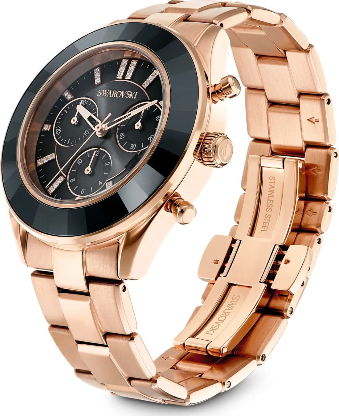 Montre Swarovski Octea Lux Sport 5610478 chronomètre bracelet métal or rose vue 2