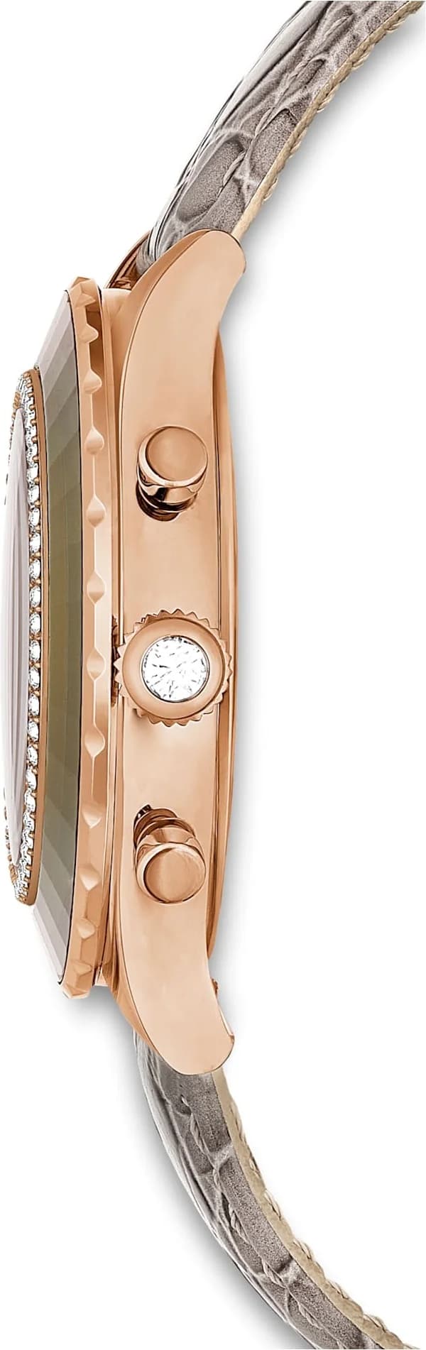 Montre Swarovski Octea Lux Chrono 5671153 bracelet cuir gris finition or rose vue 5
