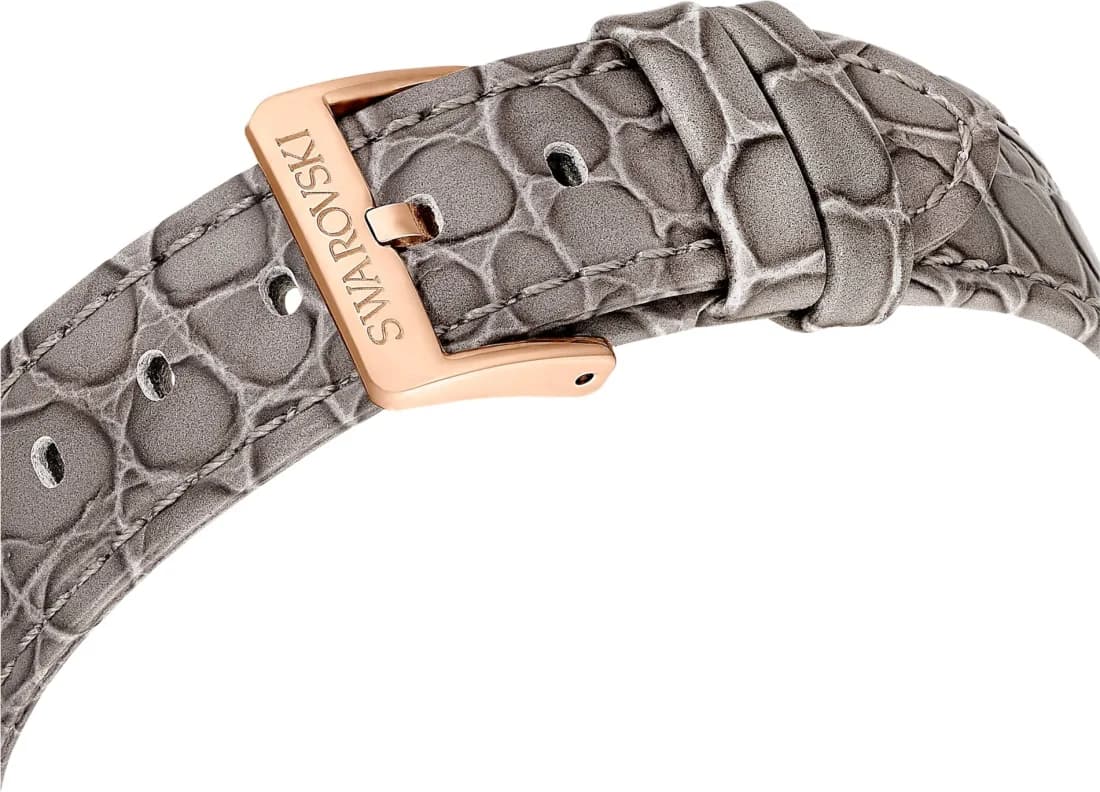 Montre Swarovski Octea Lux Chrono 5671153 bracelet cuir gris finition or rose vue 7
