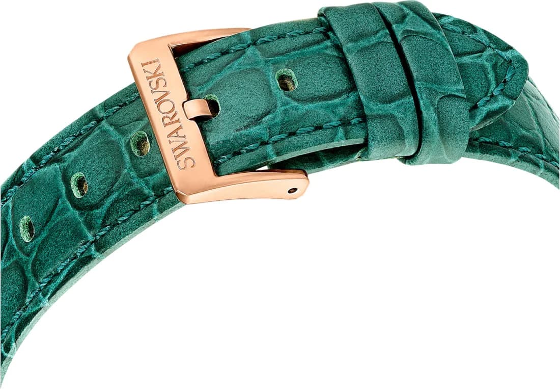 Montre Swarovski Octea Lux Chrono 5672931 bracelet cuir vert finition or rose vue 7