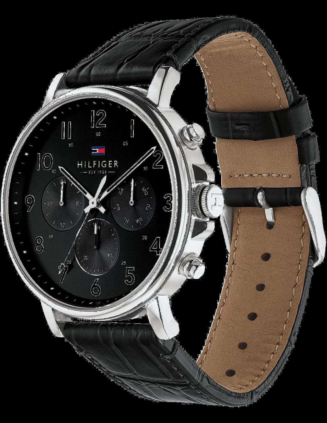 Montre Tommy Hilfiger 1710381 Cadran Noir et Bracelet Cuir Texturé vue 2