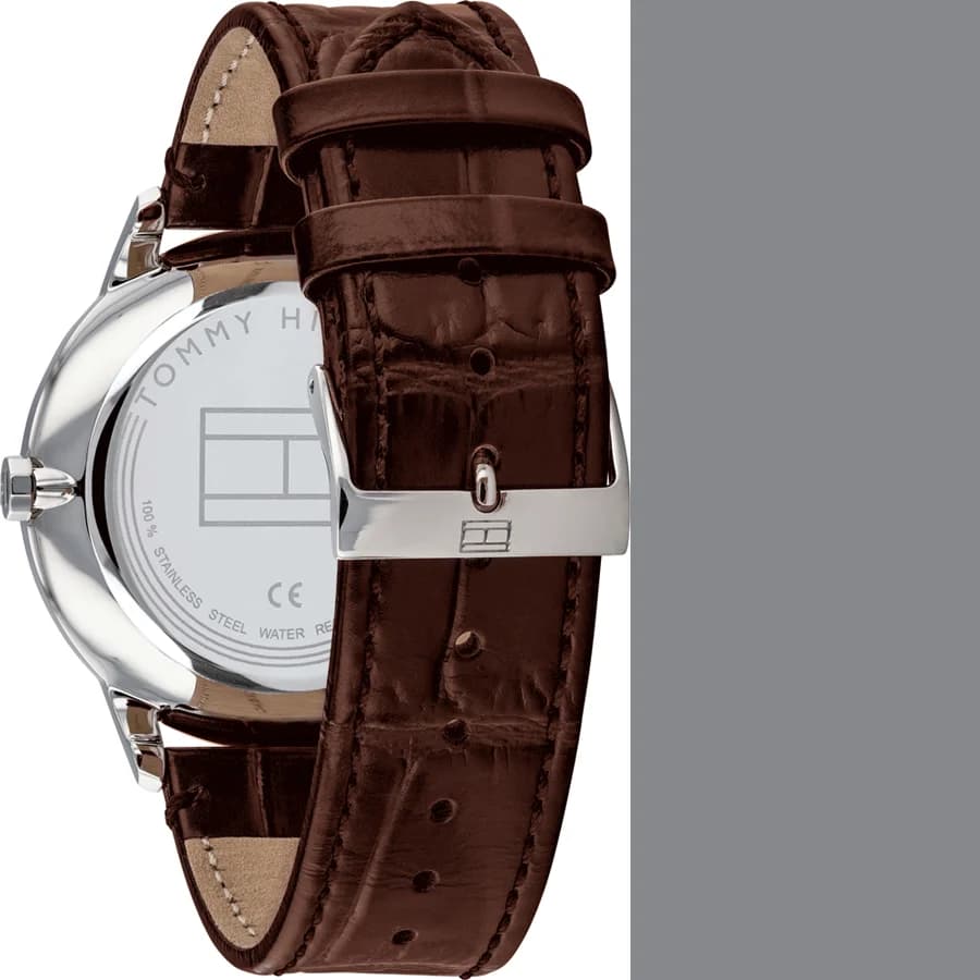 Montre Tommy Hilfiger 1710389 Cadran Bleu et Bracelet en Cuir Marron vue 3