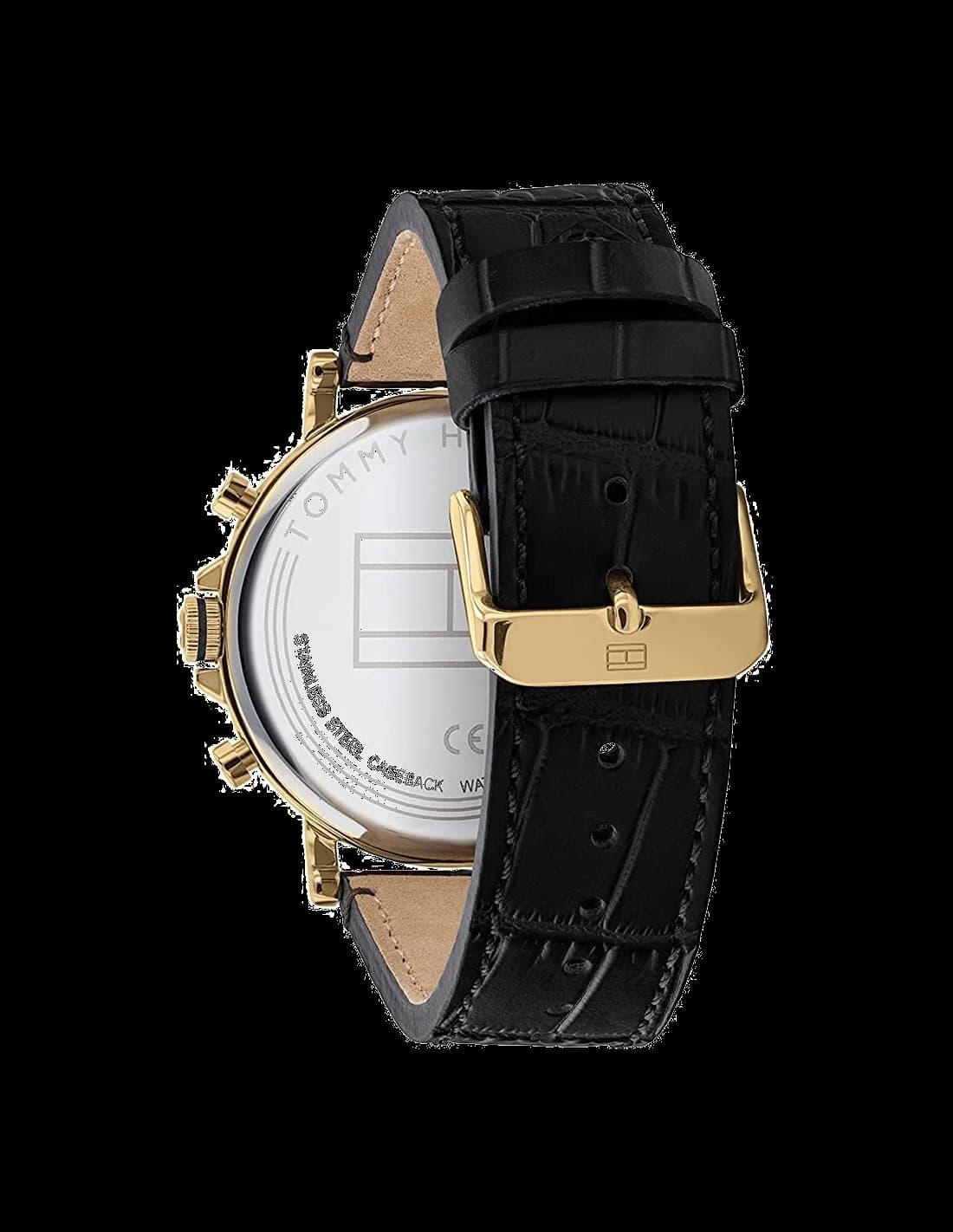 Montre Tommy Hilfiger 1710417 Boîtier Doré et Bracelet Cuir Noir vue 2