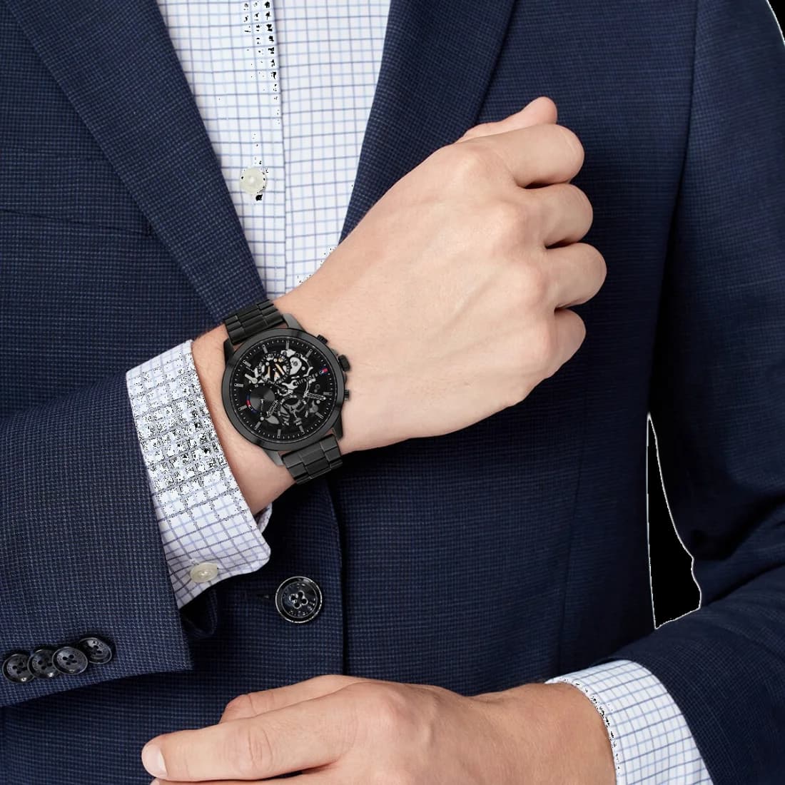 Montre Homme Tommy Hilfiger 1710478 Henry Cadran Squelette et Cuir Noir vue 4