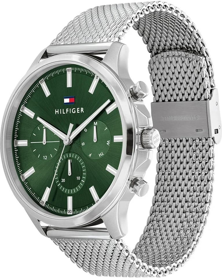 Montre Tommy Hilfiger 1710499 Ryder Cadran Vert et Bracelet Maille Milanaise vue 2