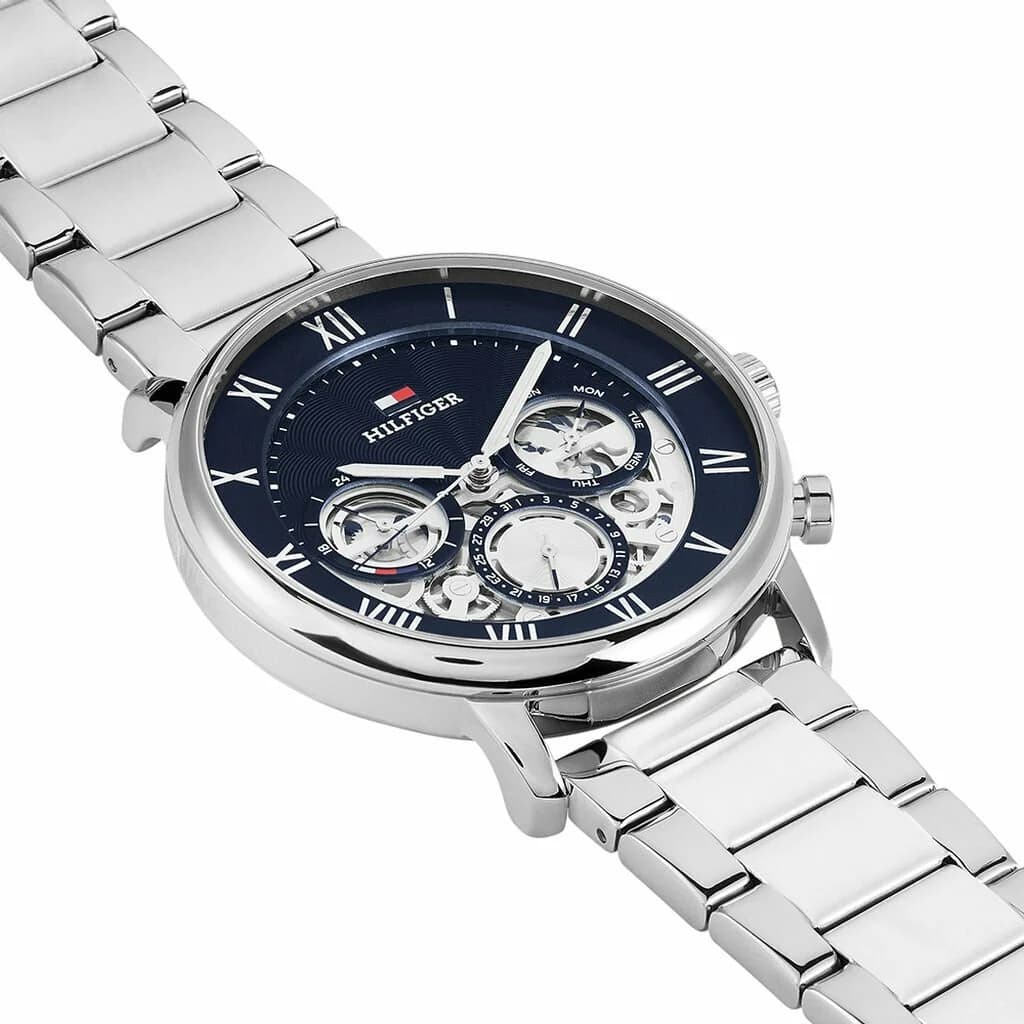 Montre Tommy Hilfiger 1710569 Legend en Acier Argenté et Cadran Bleu Squelette vue 2