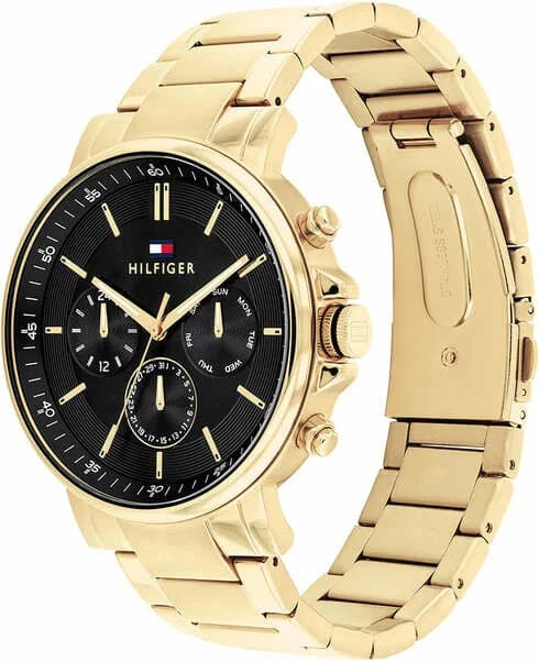 Montre Tommy Hilfiger 1710589 Tyson en Acier Doré et Cadran Noir Multifonctions vue 2
