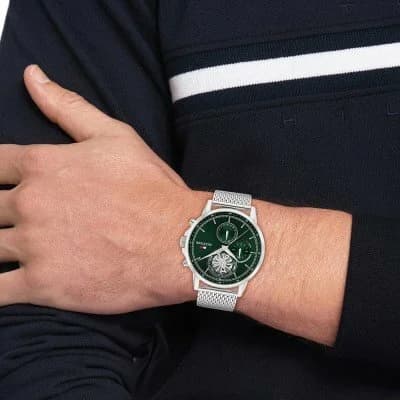 Montre Tommy Hilfiger 1710608 Stewart Acier Maille Milanaise Cadran Vert vue 4