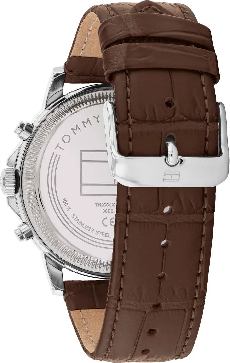 Montre Homme Tommy Hilfiger Stewart 1710629 bracelet cuir marron cadran bleu multifonctions vue 3
