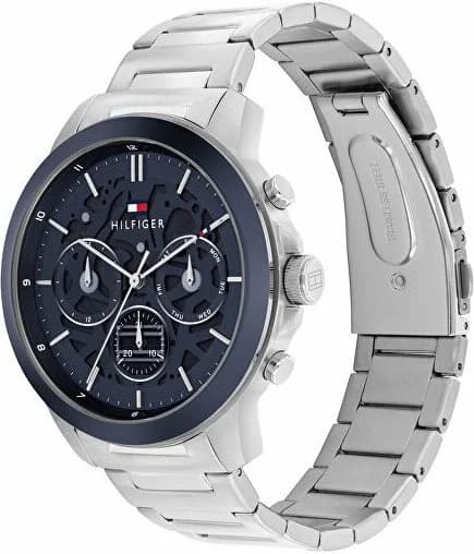 Montre Tommy Hilfiger 1710684 Henry en Acier Argenté et Cadran Bleu vue 2