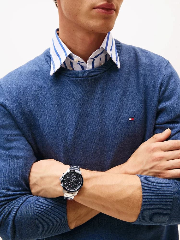 Montre Tommy Hilfiger 1710684 Henry en Acier Argenté et Cadran Bleu vue 4
