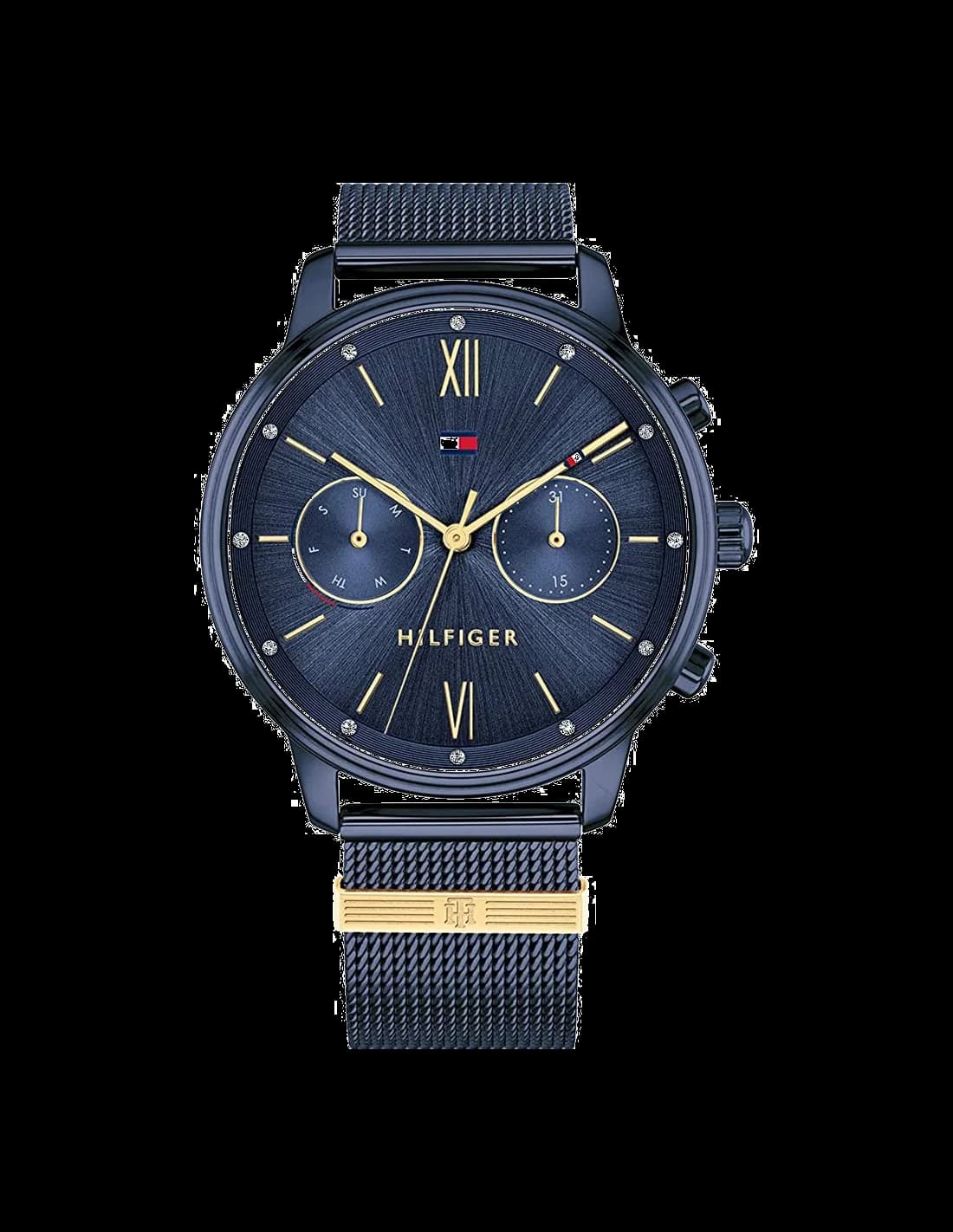 Montre Tommy Hilfiger 1782305 maille milanaise bleue et boîtier anthracite
