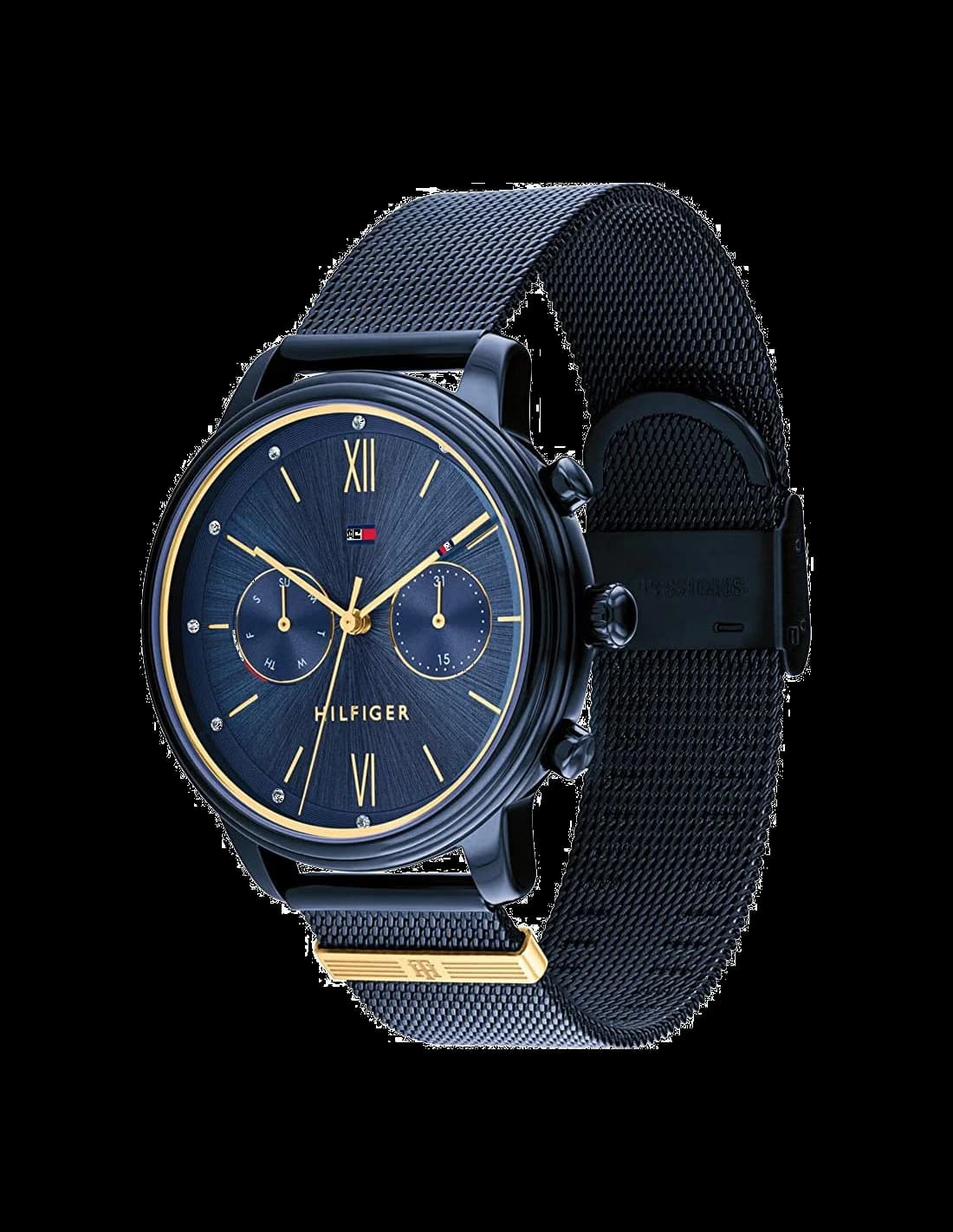 Montre Tommy Hilfiger 1782305 maille milanaise bleue et boîtier anthracite vue 2