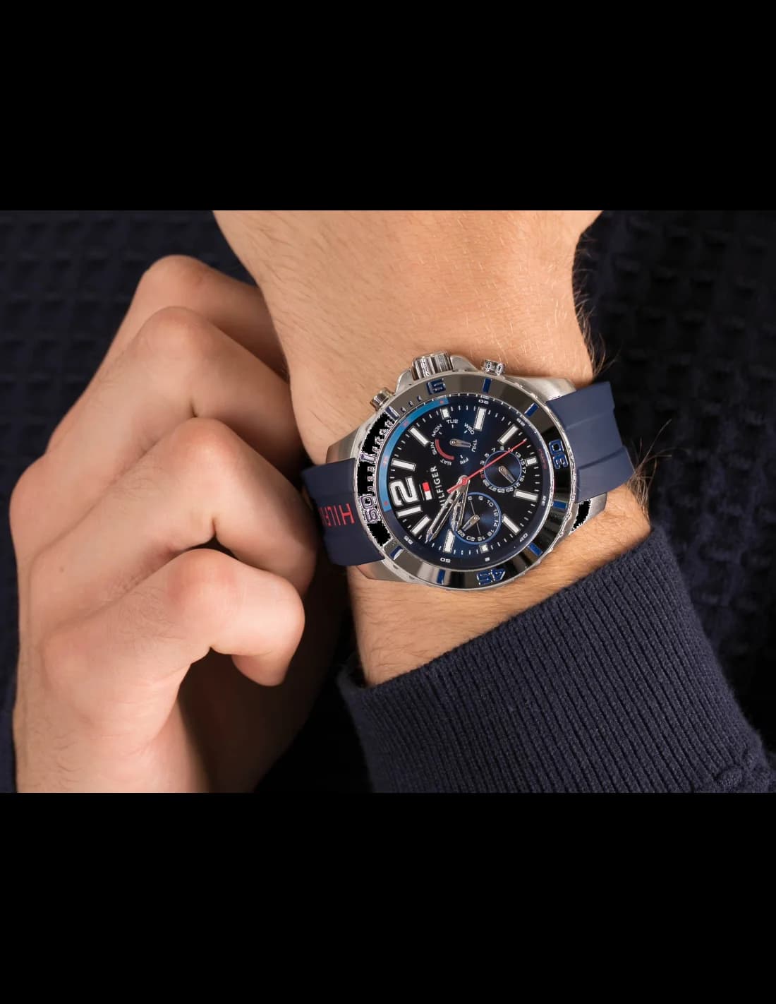 Montre Homme Tommy Hilfiger 1791142 Bracelet Silicone Bleu vue 3